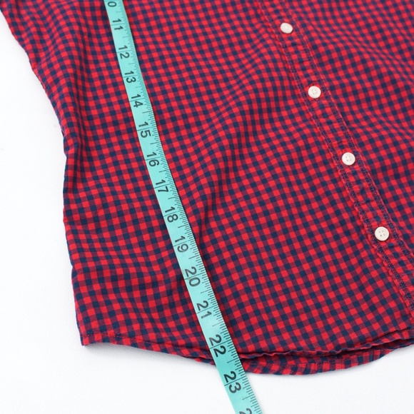 Abercrombie Fitch Women's Long Sleeve Red Navy Gingham Medium - Picture 10 of 10